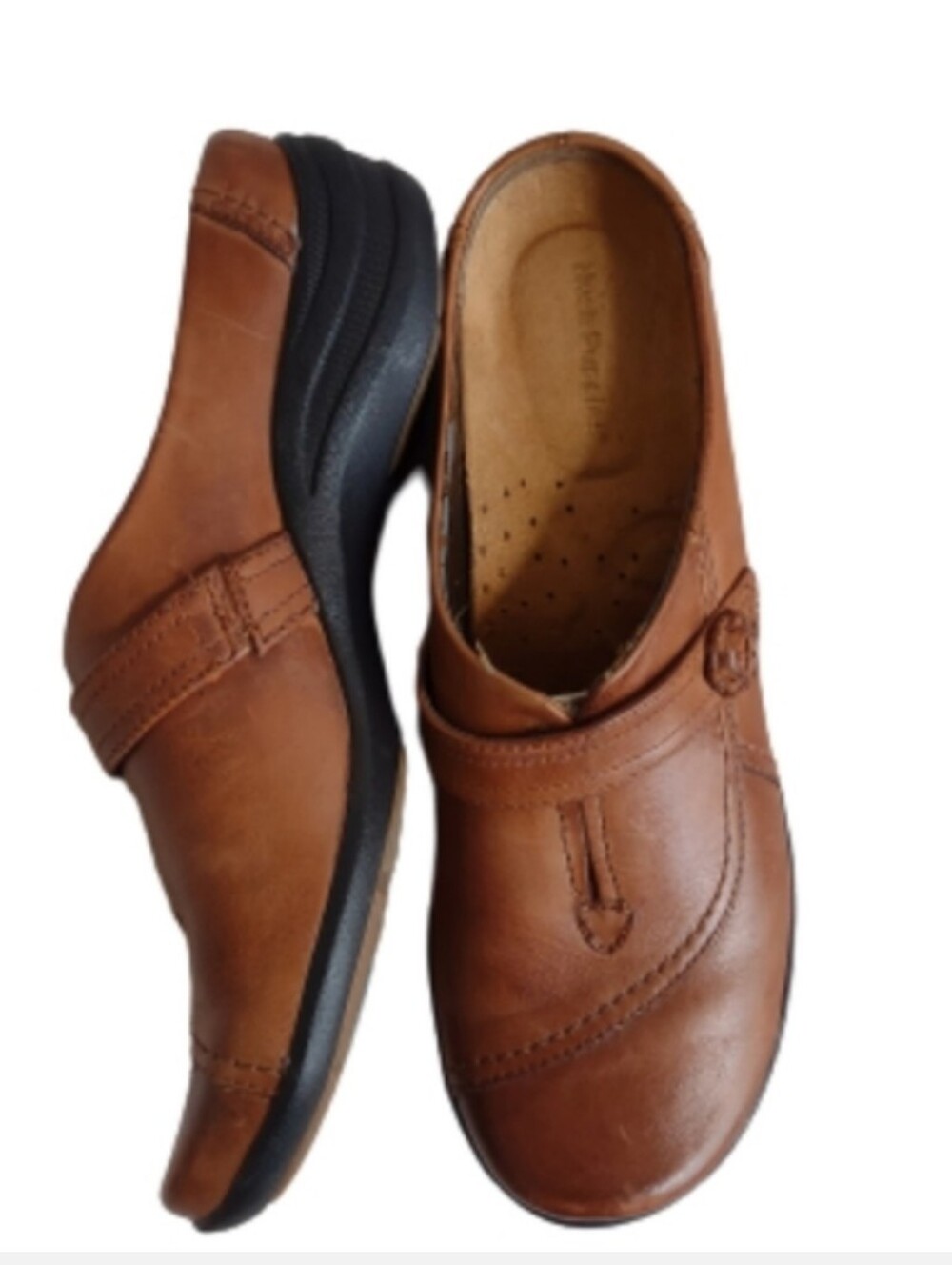 Narrow Shoes Mules 8.5 Leather Brown Hush Puppies